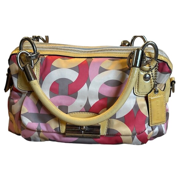 Coach Kristin Chain Link Multicolor Print Satin Shoulder Bag - Picture 1 of 10